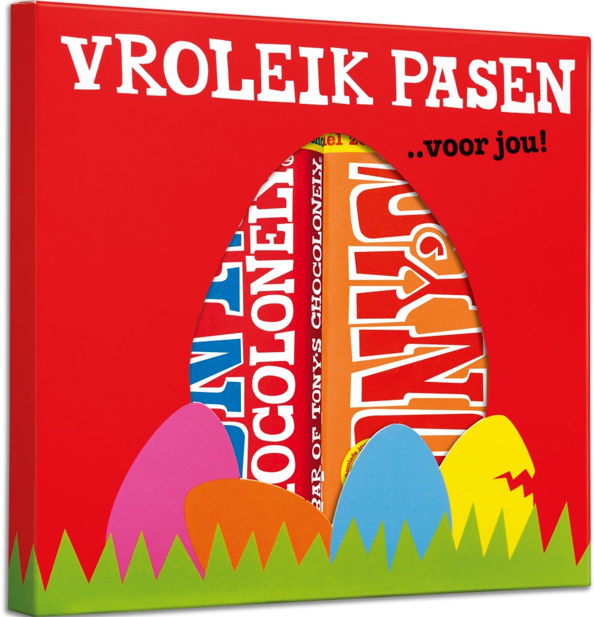 Tony's Chocolonely Kadoos Vroleik Pasen - Pasen Chocolade Geschenkset - Melk Karamel Zeezout & Melk - Unieke Chocoladerepen met Paasei - Paas Cadeau met 2 Chocolade Repen - Paascadeautje voor kinderen - 2 x 180 gram