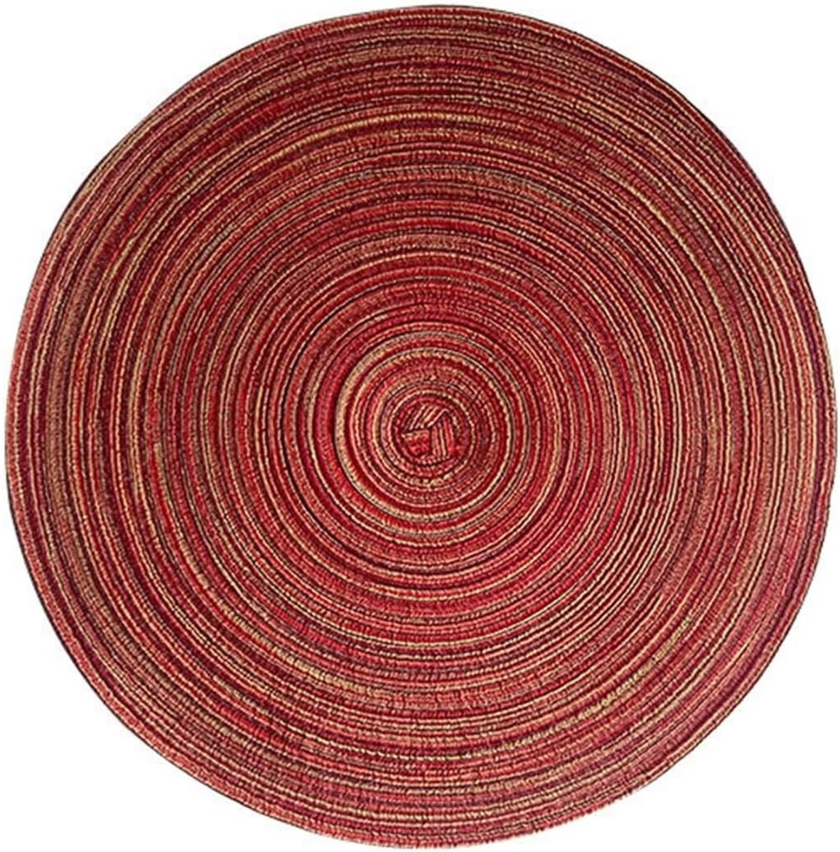 Placemats Set - Tafelonderleggers - Dineren Thuis - Set van 8 - 38 cm Rond - Rood
