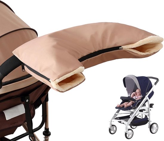 Kinderwagen Handmuff - Wandelwagen Accessoire - Warme Handen - Waterdicht & Ritsbaar - 56cm Lengte - Khaki van Merkloos — afbeelding 5