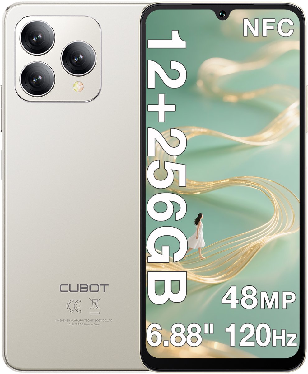 CUBOT A40 Smartphone - 12GB RAM 256GB ROM - 5100 mAh - Android 15 - Dual SIM 4G - 6,88 inch 120Hz - NFC - GPS - Beige