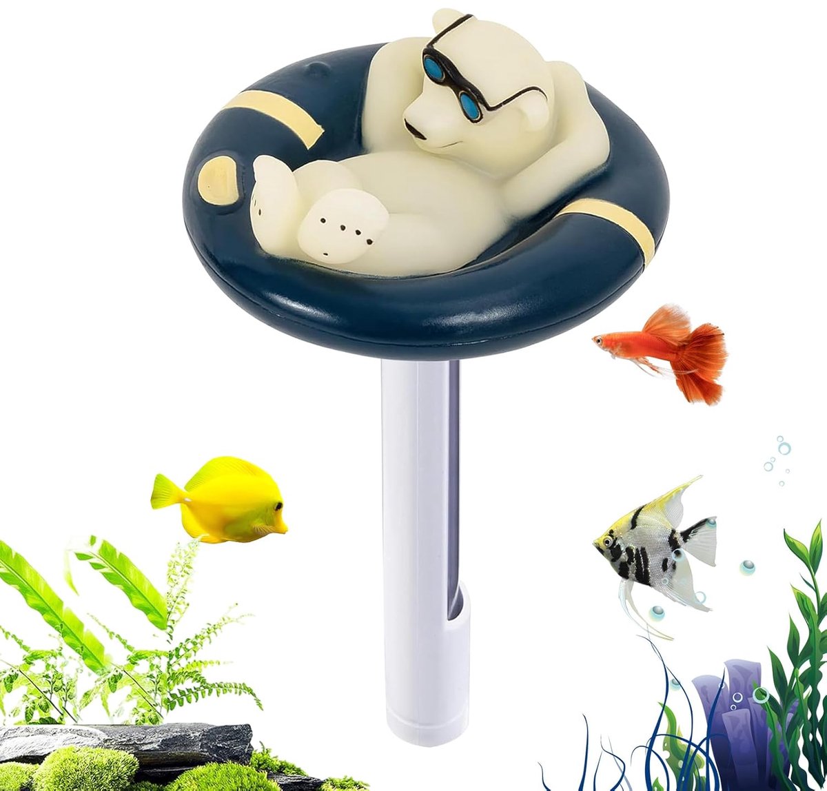 Drijvende Thermometer - Watermeter - Zwembad Temperatuur - IJsbeer Vorm - 20 cm - Wit