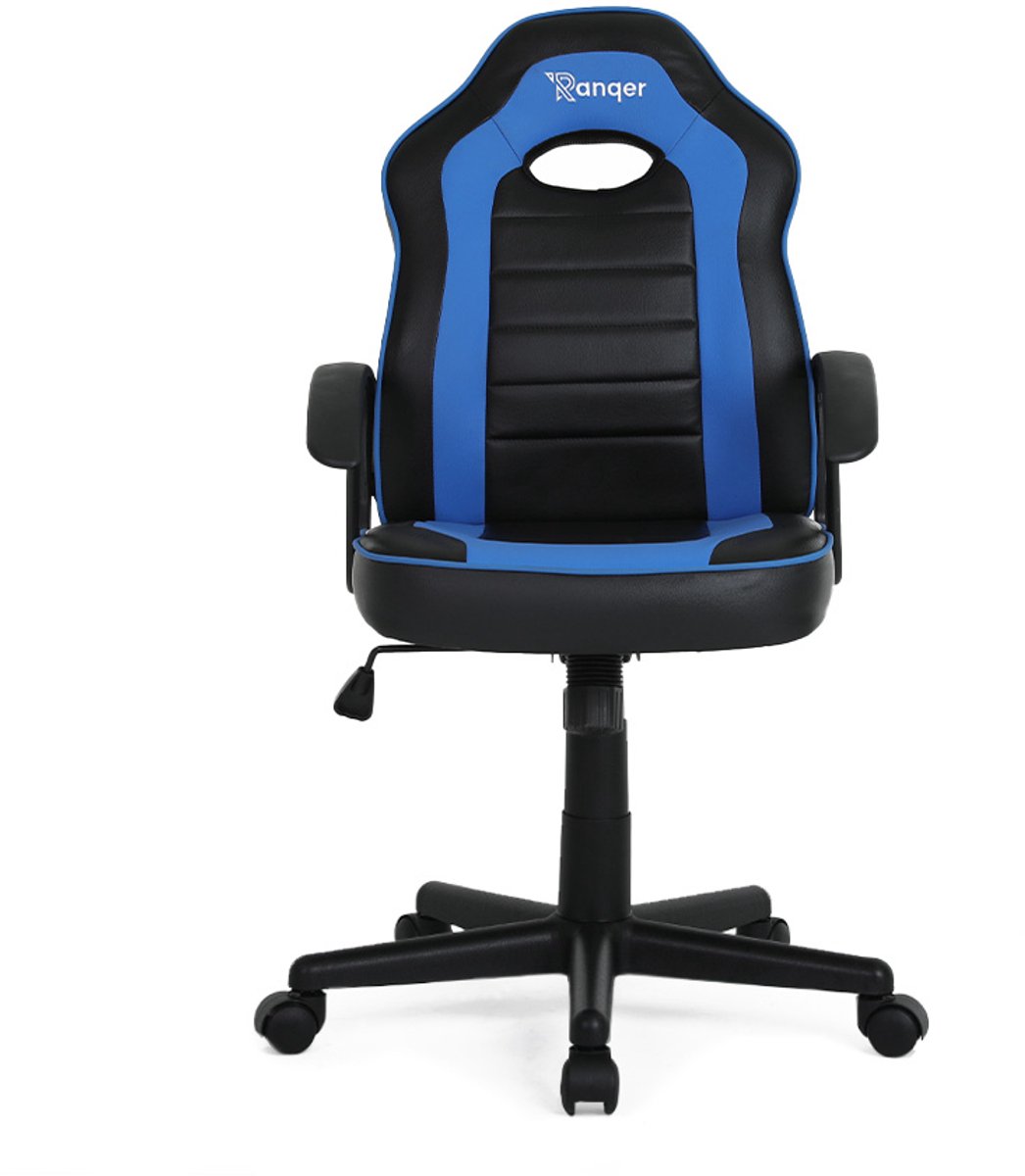 Ranqer Junior Warrior - Gamestoel voor Kinderen - Ergonomisch - Verstelbaar in hoogte - Comfortabel - Geschikt voor Gaming en Studeren - Zwart / Blauw