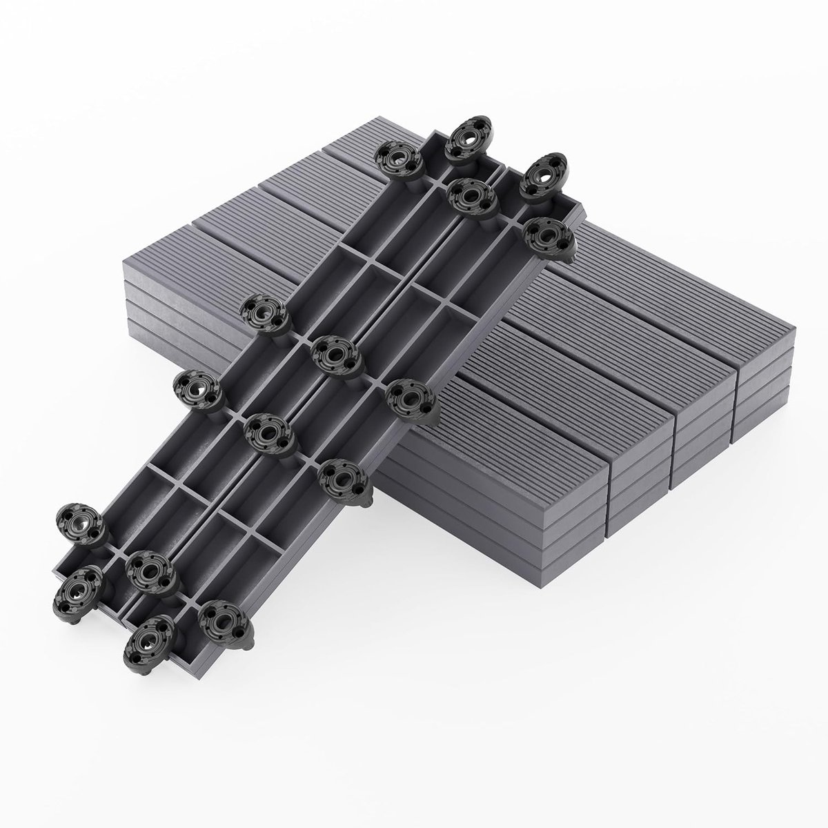 Composiet Terrastegels - Balkon Vloer - Zelf Leggen - Klik Systeem - 50 x 8 cm - Grijs