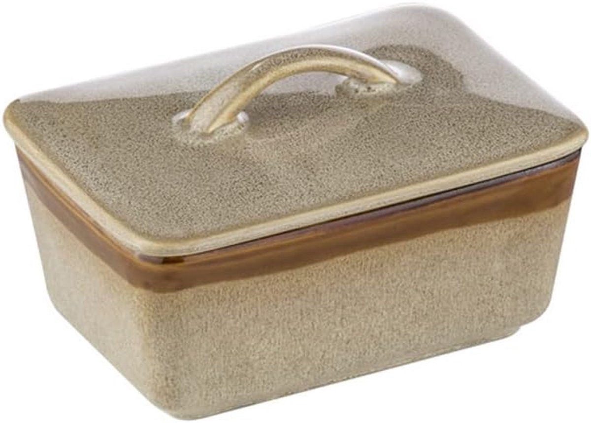 Botervloot - Opslagdoos - Keuken Accessoire - Porselein - 14 x 95 x 9 cm - Beige Bruin