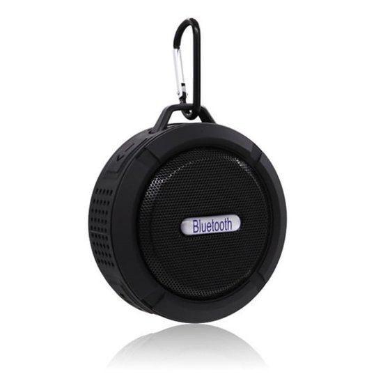 Waterdichte Bluetooth speaker zwart 5W met passieve subwoofer, USB, microSD, draagbaar, ABS+siliconen, IPX7