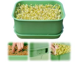 Kiemset - Microgroenten Kweekset - Broccolispruiten Kweekset - Zonder Aarde / Verstapelbaar Met Wateropvang - 1 Stuks -