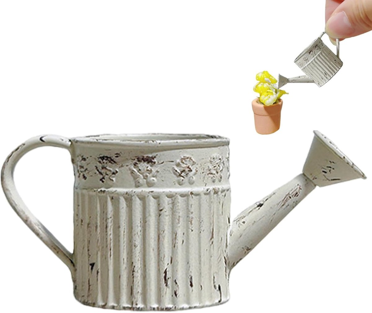 Miniatuur gieter - Decoratie gietpot - Feeëntuin decor - Gedetailleerd metaalambacht - 6x8x6 cm
