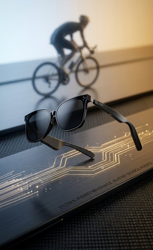Bluetooth Audio Zonnebril - Urban Design - Draadloze Muziek & Bellen - UV400 Bescherming - Open-Ear Audio - Smart Glasses voor Wandelen & Autorijden - Zwart van Merkloos — afbeelding 3