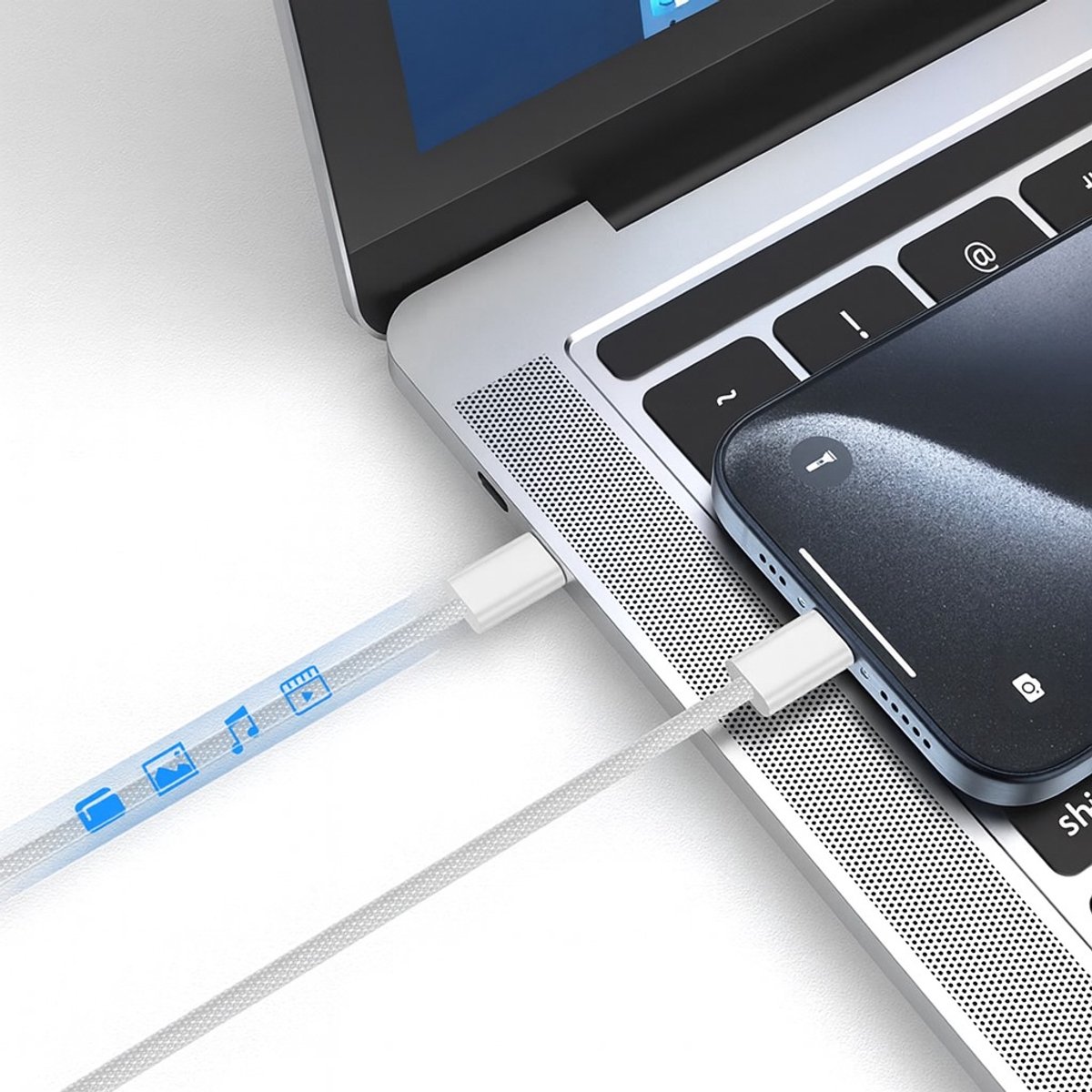 USB C naar USB C kabel Snellader 240W - 2 meter - geschikt voor Apple, Samsung, Huawei - oplaadkabel geschikt voor telefoon en Tablet - oplader kabel USB C - USB-C naar USB-C kabel - Oplaadkabel - Lader — afbeelding 5