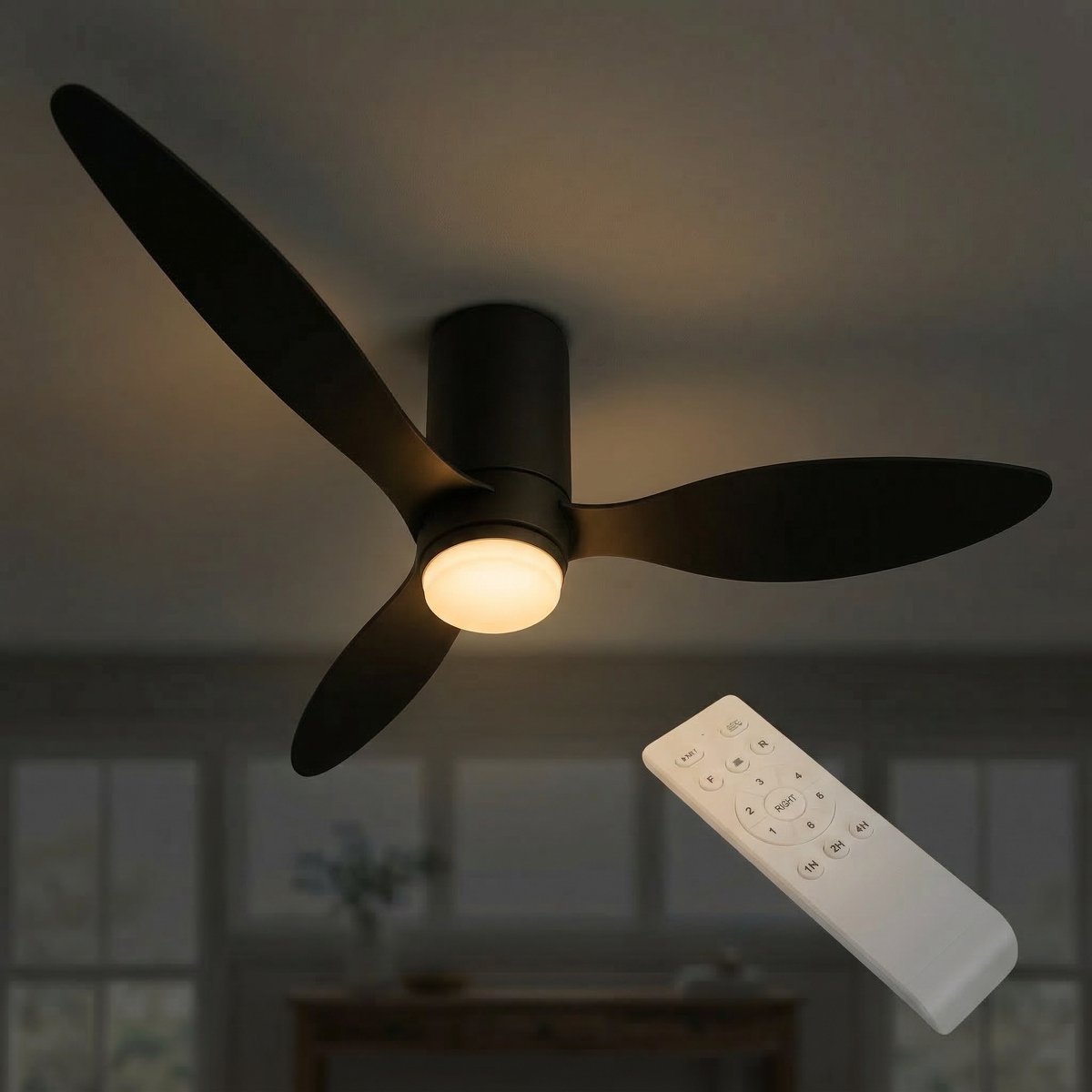 LED Plafondventilator | Zwart | 18W | 1440 lumen | CCT - Kleurwissel | Niet dimbaar