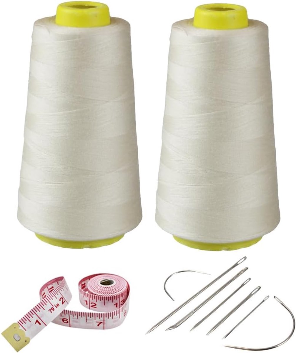 Naaigaren Set - Polyester Garen - Naaimachine Reparatie - Grote Spoelen - 3000m Spoel - Beige