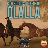 Titel "Olalla" van Robert Louis Stevenson, met een schilderij van een man te paard. Gepresenteerd door Peach & Love Records.