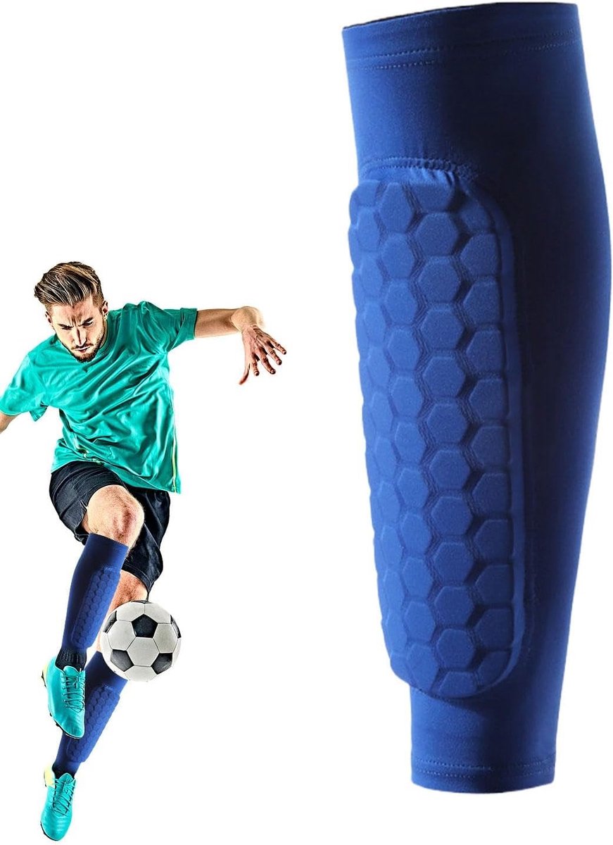 Scheenbeschermers Kinderen - Voetbal Shin Guards - Sport Bescherming - Honingraat Compressie Sleeve - 909 inch lengte - Zwart Blauw Groen