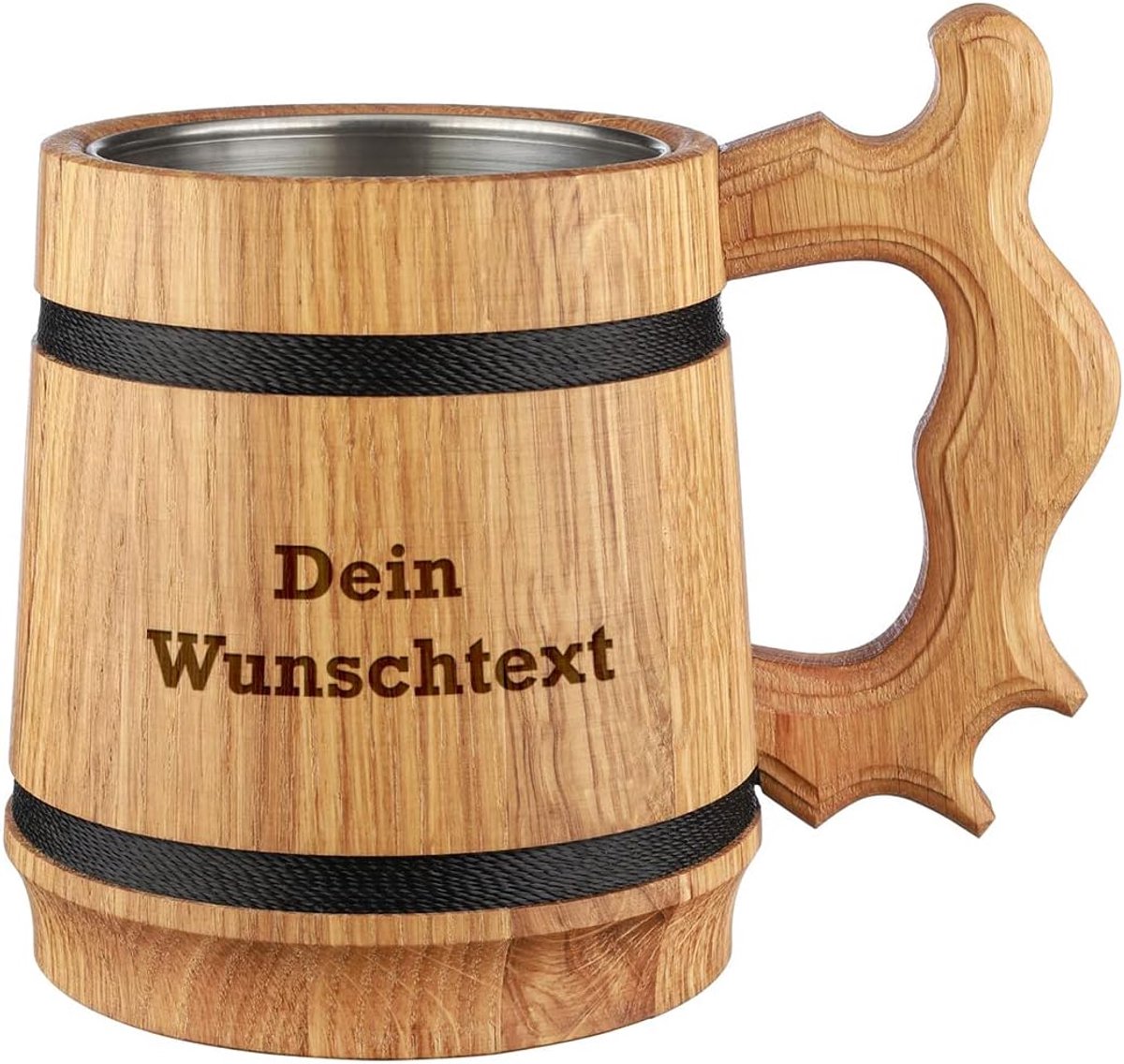 Houten Bierpul - Beker Mok - Bier Drinken - Persoonlijke Gravure - 500 ml - Natuurlijk Hout