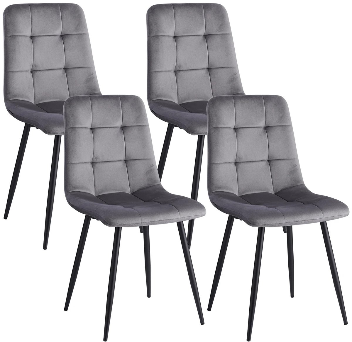NordHaus Eetkamerstoelen Set van 4 - Dining Stoelen Fluweel - Scandinavisch Design - Comfortabele Zitting - Metalen Poten