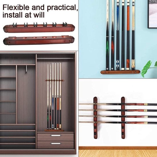 Biljartkeu Rek - Poolkeu Standaard - Keu Opbergen - Wandmontage Ontwerp - Houtkleur — afbeelding 2