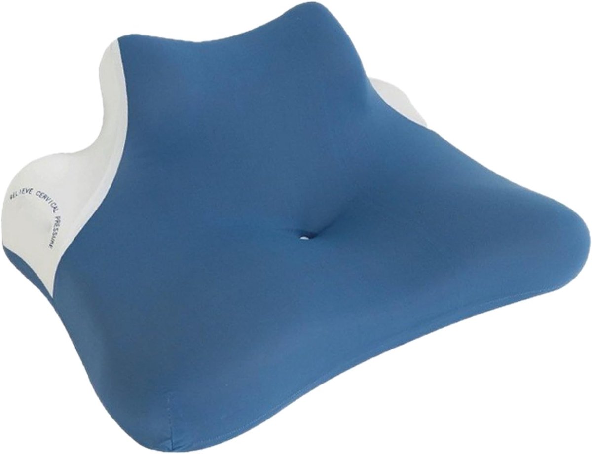 Leeskussen Bed - Wigkussen Rugsteun - Slapen Lezen Ontspannen - Ademend Lumbaal Comfort - 40x60x23cm - Blauw Wit