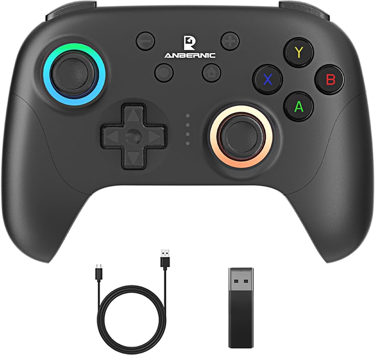 Anbernic RG P01 - Draadloze Game Controller - Bluetooth & 2.4GHz - Hall Effect Joysticks - RGB Verlichting - Oplaadbare Batterij - Multi-Platform Compatibel - Ergonomisch Design - Zwart