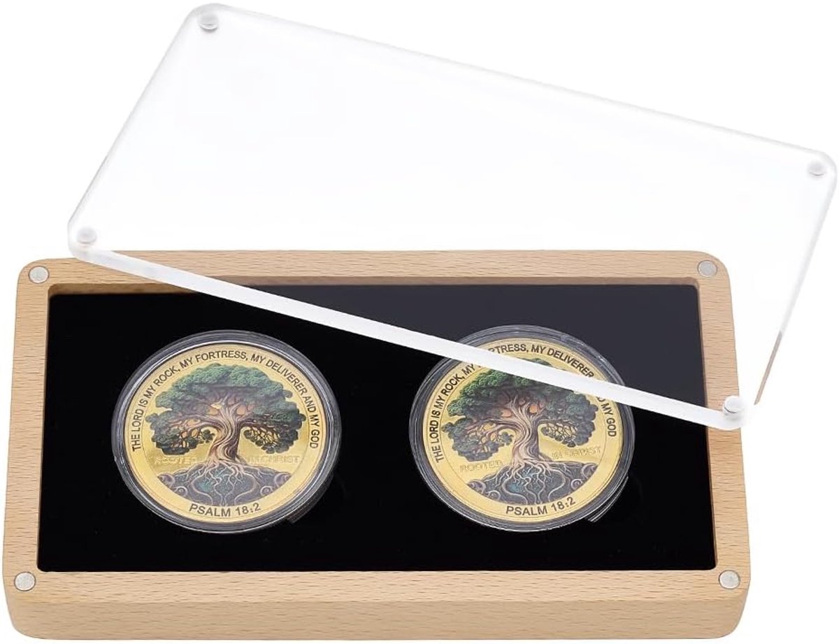 Muntendisplay Box - Opbergkoffer - Munten Presenteren - Fluwelen Voering - 143 x 78 cm - Houtkleurig