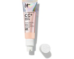 It Cosmetics Your Skin But Better CC+ Nude Glow SPF40 Foundation - Lichte Textuur - Glow Serum met 2% Niacinamide, Hyaluronzuur, Groene thee-extract en SPF 40 - Fair Light - 32ml
