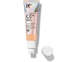 It Cosmetics Your Skin But Better CC+ Nude Glow SPF40 Foundation - Lichte Textuur - Glow Serum met 2% Niacinamide, Hyaluronzuur, Groene thee-extract en SPF 40 - Medium Tan - 32ml