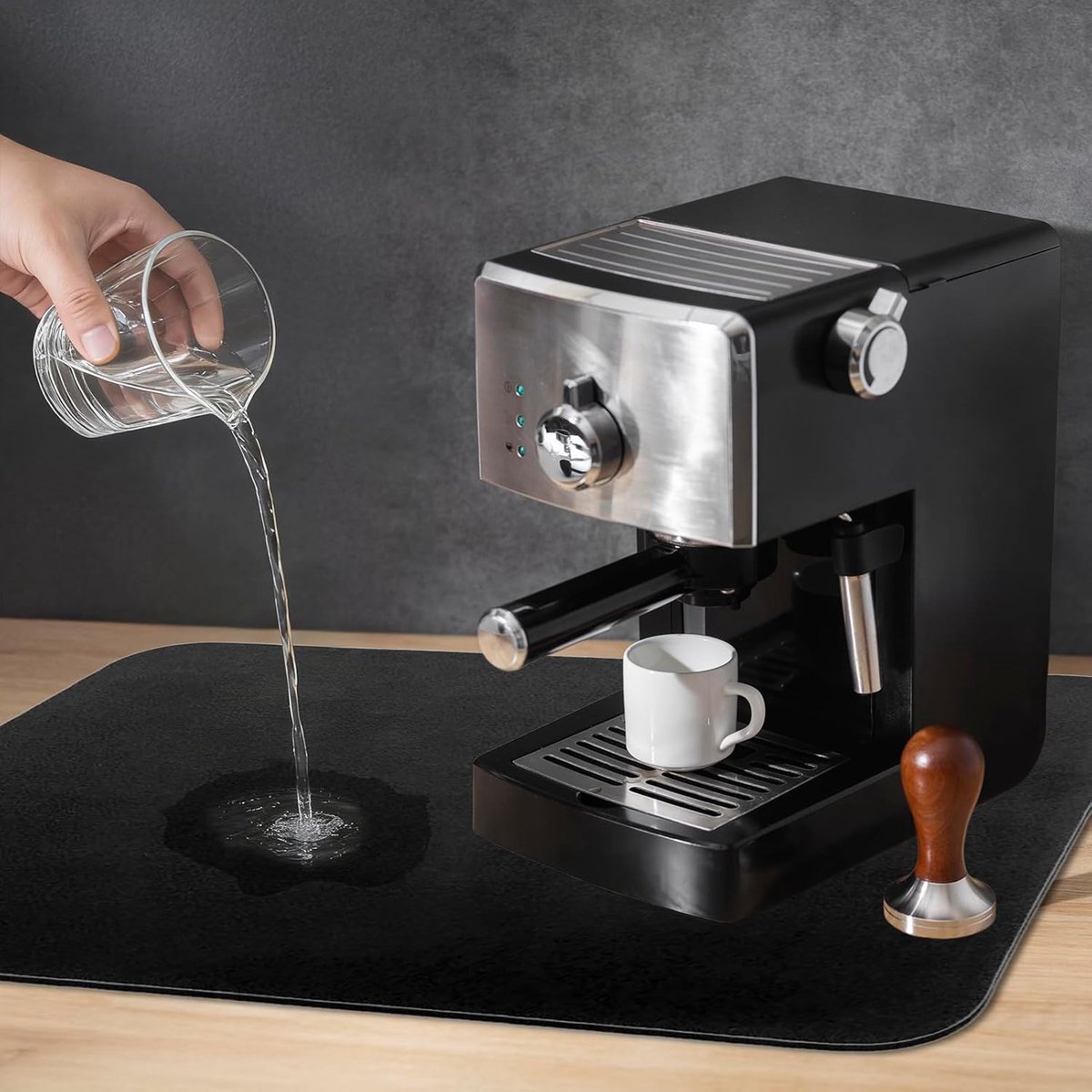 Afdruiprek Mat - Keuken Droogmat - Aanrecht Drogen - Antislip Absorberend - 30 x 40 cm - Zwart