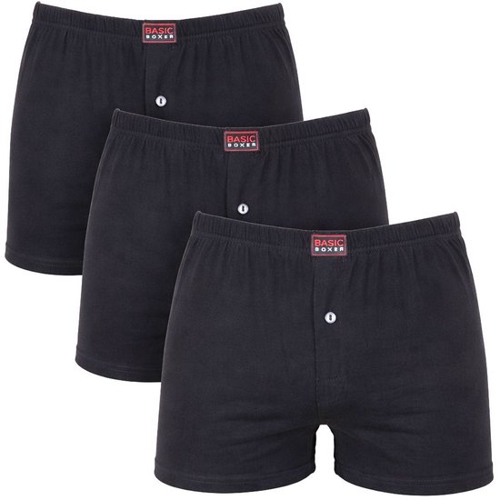 Basic 3-Pack wijde Heren boxershorts zwart maat M (5)