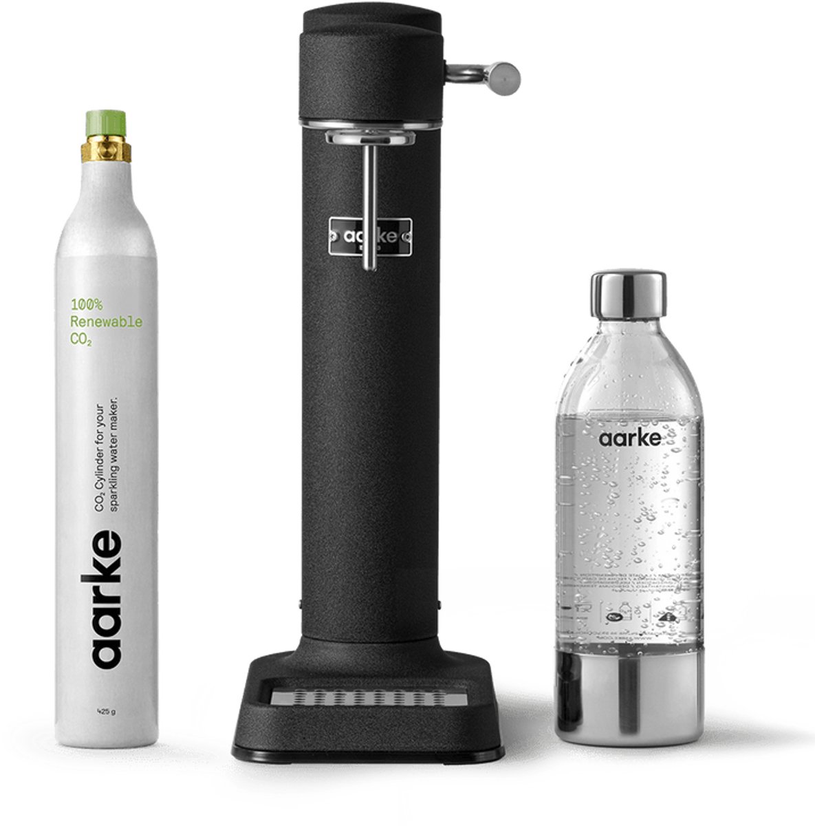 AARKE Carbonator 3 Starter Kit Mat Zwart incl. PET Fles 1L en CO2 Cilinder - Bruiswatermaker - Sodamaker