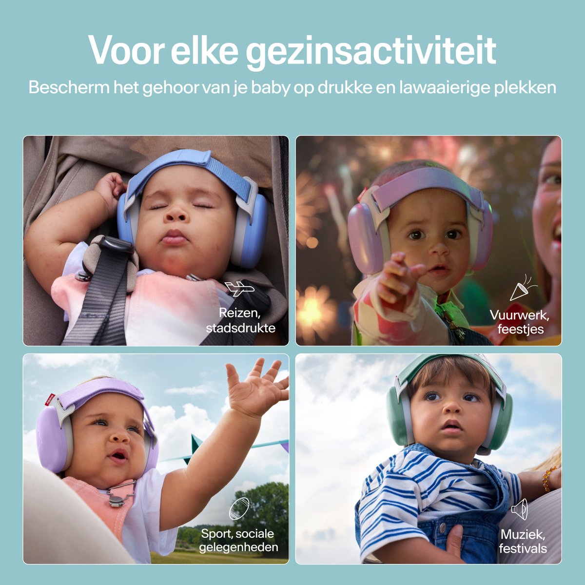Alpine Muffy Baby Comfort (12-48 Maanden) - CE & ANSI Gecertificeerde Koptelefoon Baby - Verstelbare Gehoorbescherming Baby en Kinderen - Unieke Hoofdband voor Veilige & Comfortabele Pasvorm - 24 dB Demping - Aqua Blue – foto 7