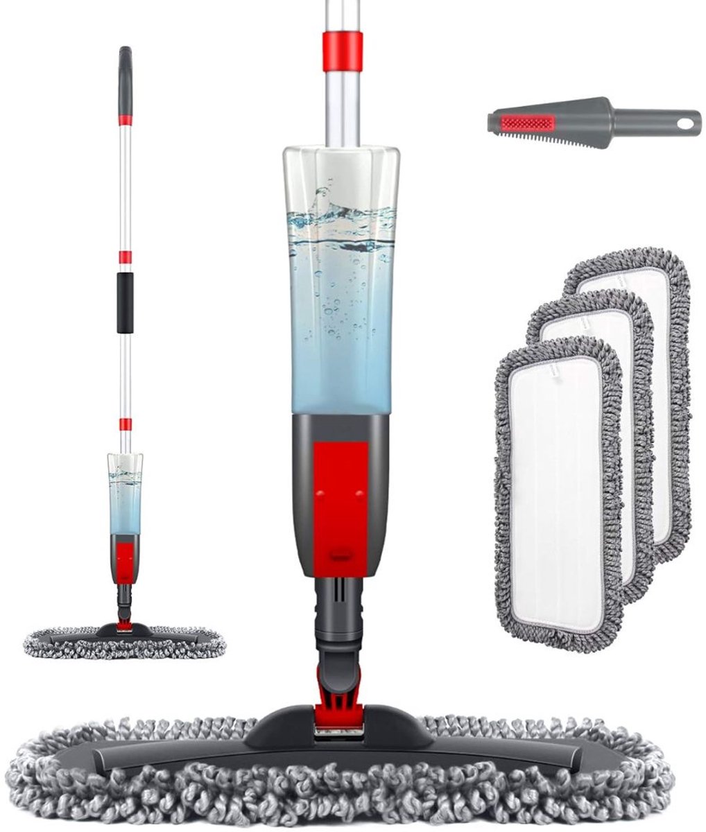 SAVI® Dweil met spray - Dweil - Mop - Rood - ‎43cm x 17cm x 120cm