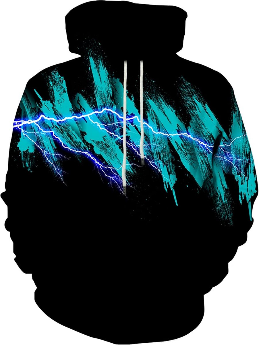 Unisex 3D Print Hoodie met Lange Mouwen en Kangoeroezak
