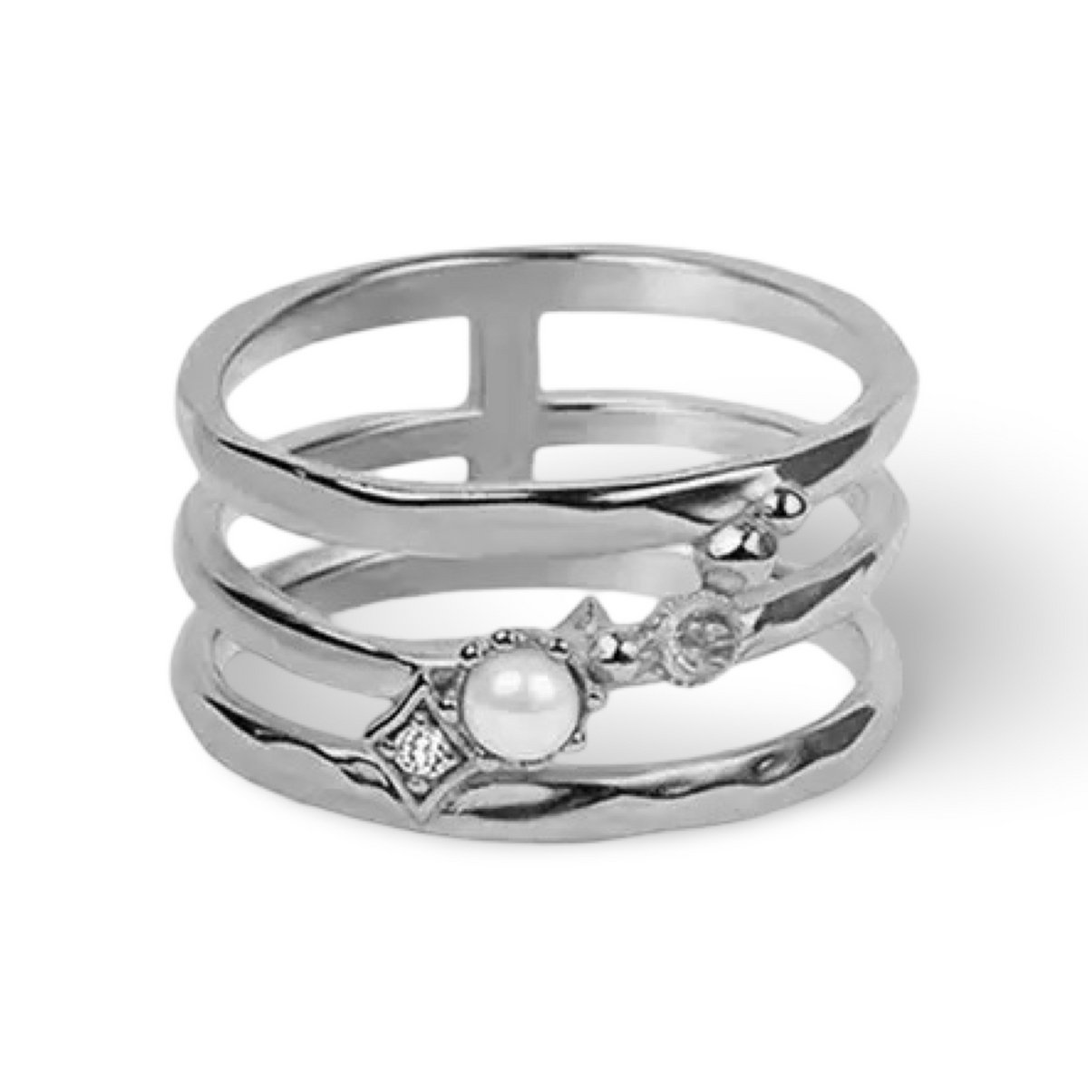 Zilveren ring/zoetwater parel/bling-it/Maat 57/18.25mm