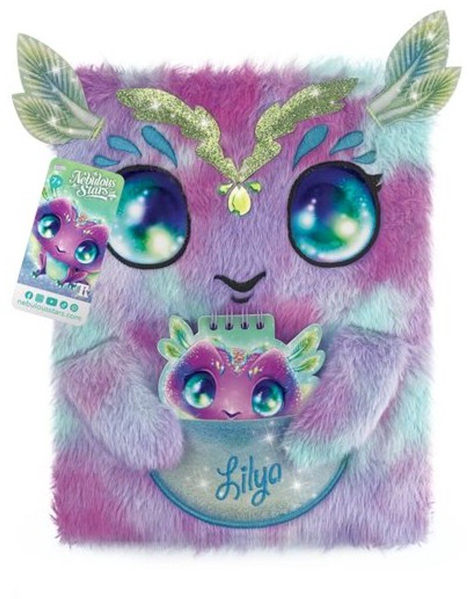 Nebulous Stars groot notitieboek pluche Lilya paars creatief speelgoed.