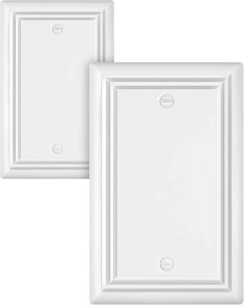 2x Witte Blinde Wandplaten Metaal - Afdekking voor Stopcontact of Schakelaar - 1-Voudig