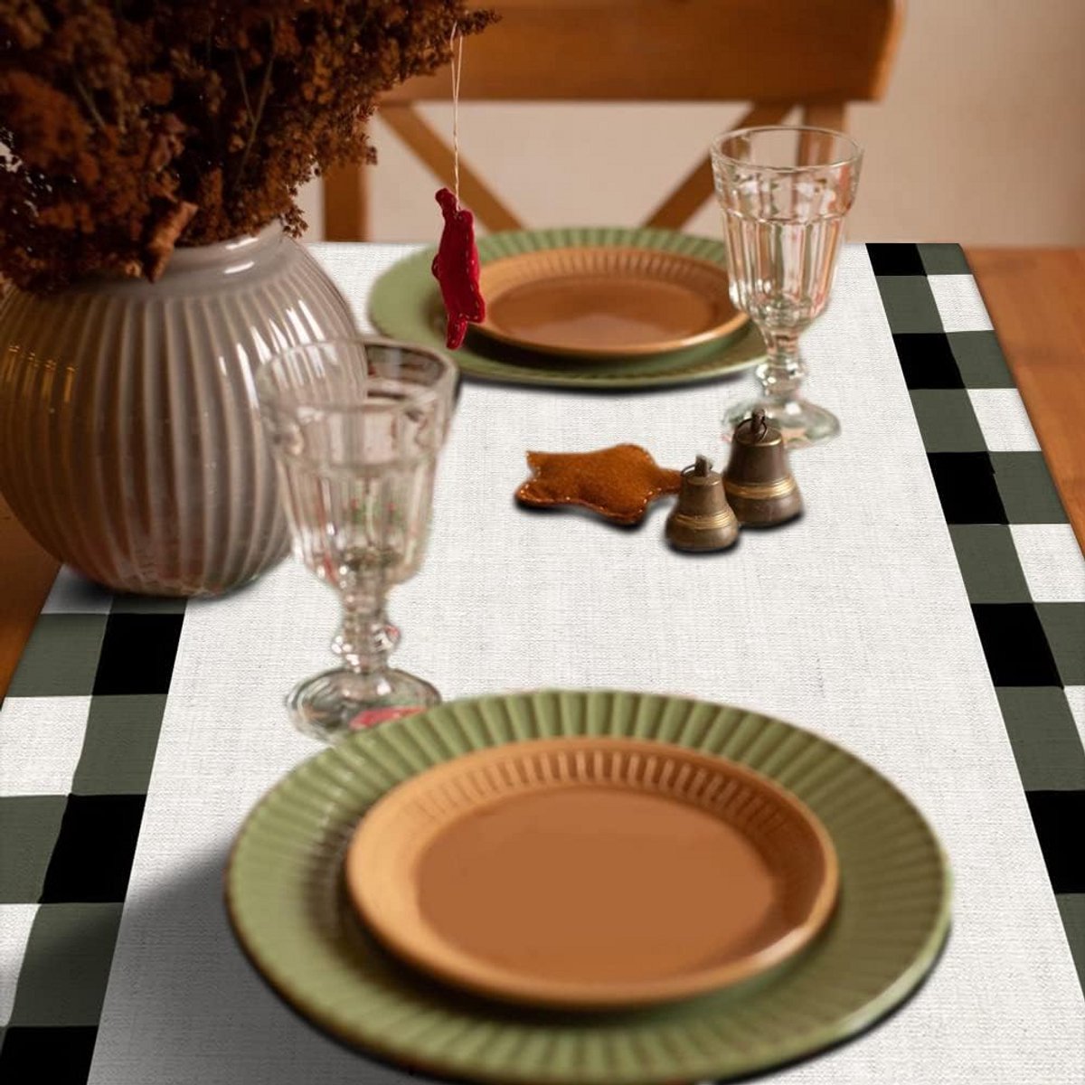 Kerst Tafelloper Linnenlook Wasbaar Tafelkleed 33 x 183 cm Kerst Decoratie