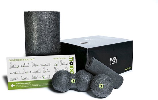 BLACKROLL® BLACKBOX Set – Complete Fascia- & Massage Roller Set – Met Standard, Mini, Ball & DuoBall – Zwart – Incl. gratis app