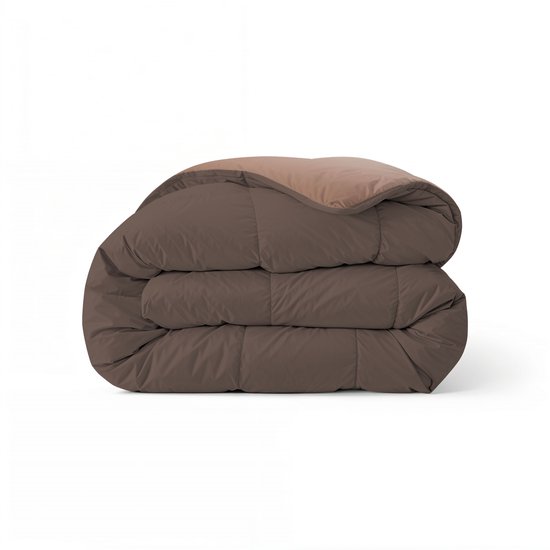 Zelesta Comfort Duo Dekbed zonder overtrek - Wasbaar Hoesloos dekbed - Met vaste overtrek - 2 in 1 - Chocolade bruin & Mokka - 200x200cm