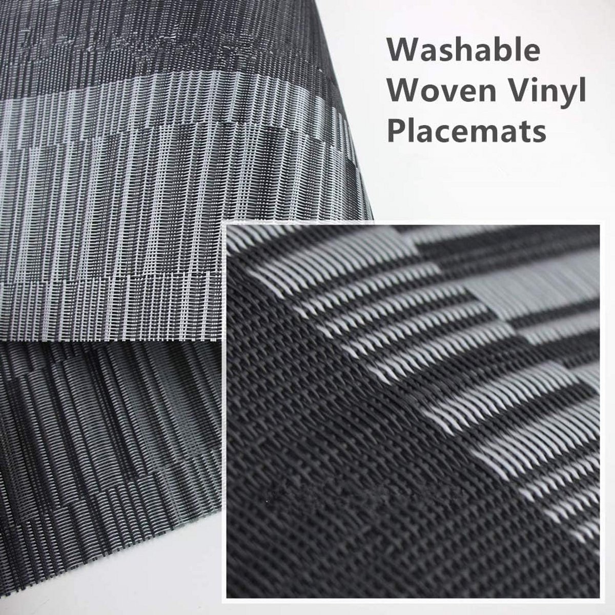 Set van 2 Geweven Placemats en Tafelloper Set - Wasbare PVC Tafelmatten voor Eettafel