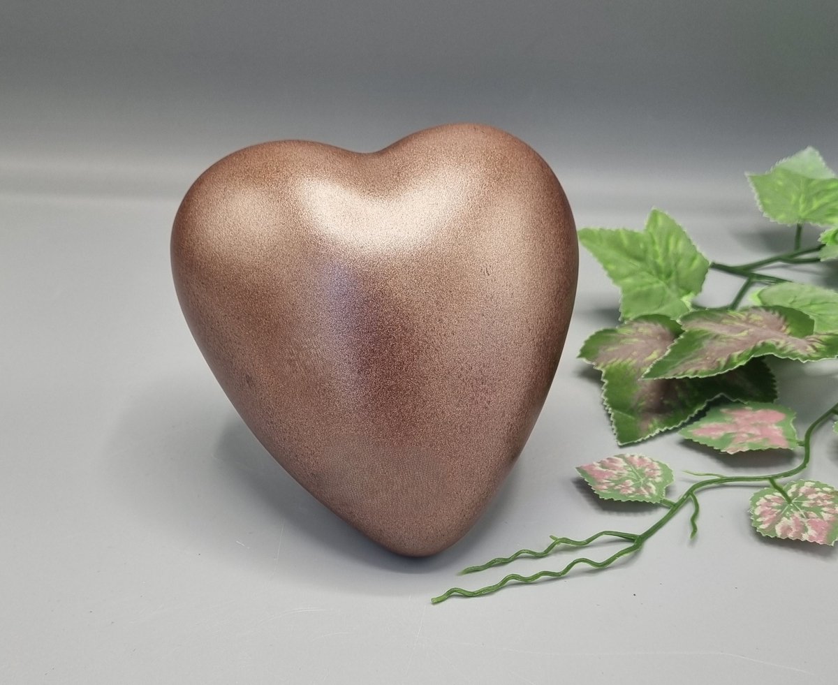 Urn - Keramiek - Hart - Mat Goud - 800ml - 1 as-kamer, Hand-made