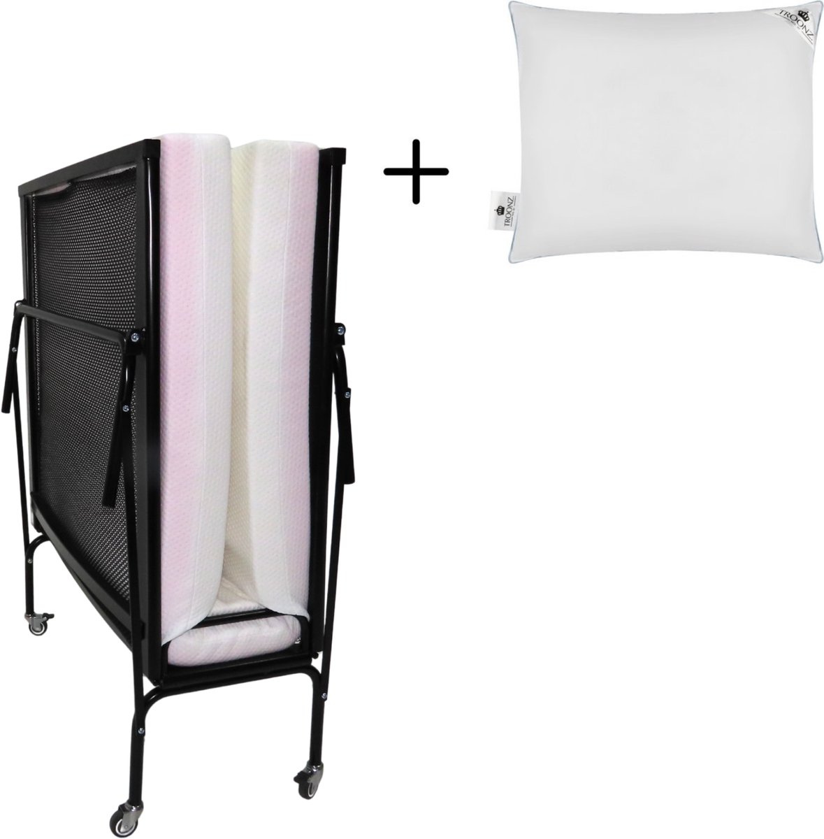 Troonz® Opklapbed Gino 90x210 cm incl. Hoofdkussen – Vouwbed met Dubbelzijdig Koudschuim Matras (Stevig & Zacht) – Logeerbed 1 Persoons