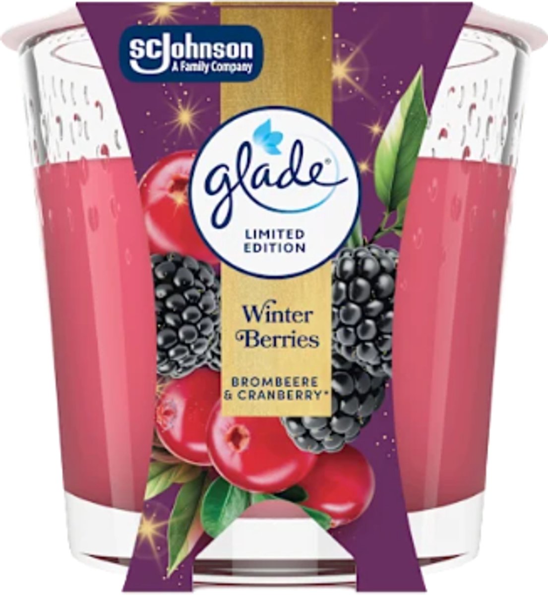 Kerst Geurkaars in Glas - Winter Berries - Glade | 1x 112g - Wintergeur Kaars in Glas - Brandduur: tot 30 uur