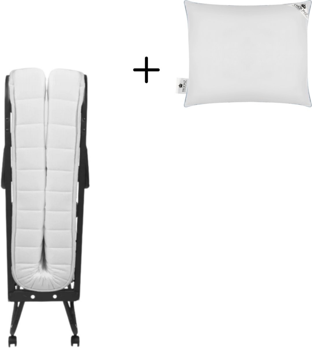 Troonz® Opklapbed Verona 140x200 cm - Logeerbed met Luxe Ergonomisch Matras van 11cm - incl. Hoofdkussen - Lattenbodem