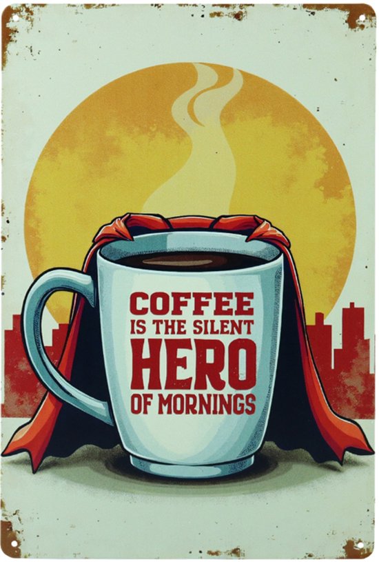 Coffee hero - Plaque murale - Accessoires Coin café - Petits panneaux métalliques mancave - Panneaux texte - 20 x 30 cm - Résistant aux intempéries - Panneau mural - Panneaux muraux mancave