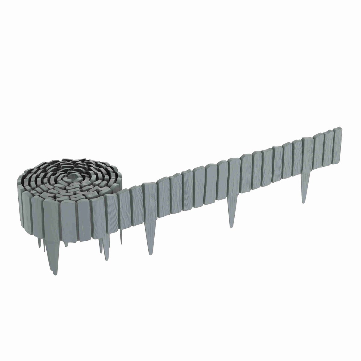 Aufun Houtlook Borderrand Gazonrand 4,6 m - Decoratie Tuinpalissade Omheining - Snijdbare Flexibele Gazonrand - Grijs