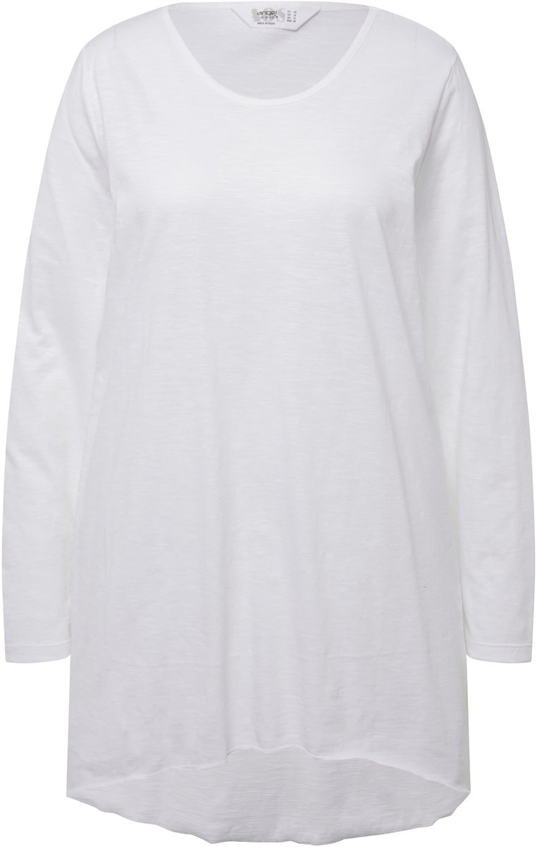 Angel of Style - Dames - longshirt comfortabele pasvorm ronde hals lange mouwen - Sneeuwwit - Maat 44