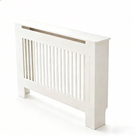 Relaxdays radiatorombouw, HBD 83x152x19 cm, kant en klaar, voor oude radiatoren, radiotorbekleding met plank, mdf, wit