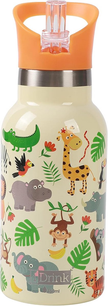 Kinderthemosfles RVS 350 ml met Rietjesdop - Houdt Dranken Koel of Warm