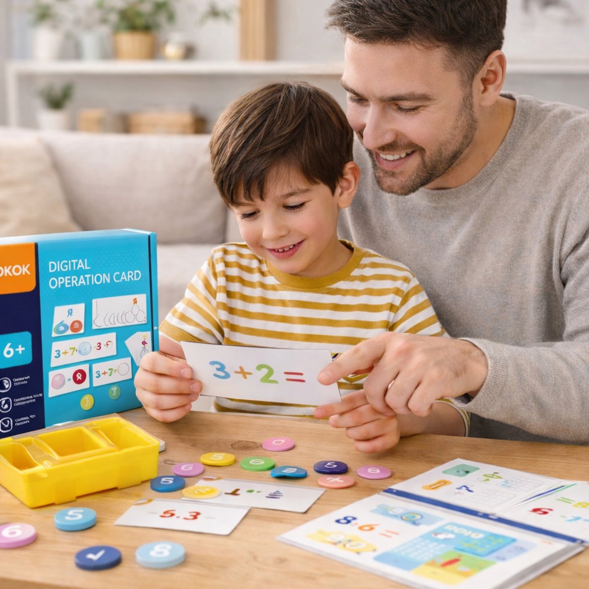 Educatief Rekenspel voor Kinderen - Houten Rekenset met Cijfers & Sommen - Leren Optellen en Aftrekken - Rekenhulp Groep 1, 2 en 3 - Montessori Speelgoed - 4+ Jaar — afbeelding 8