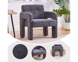 Moderne minimalistische casual fauteuil voor woonkamer, slaapkamer, kantoorruimte Gestoffeerde stoel Comfortabele fauteuil met kussens Scandinavische stijl Casual zitmeubel, grijs