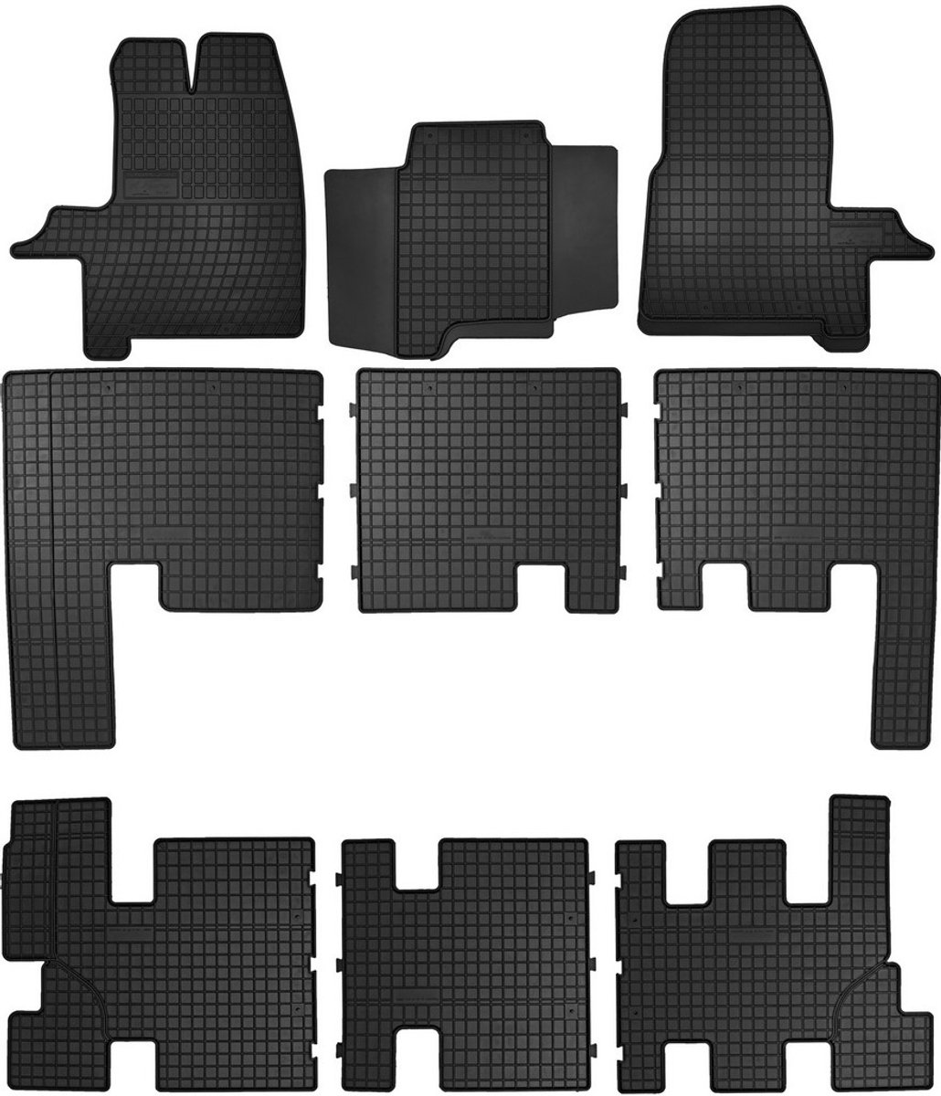 Wielganizator SolidPRO - Rubber Auto Vloermat - Ford Transit Custom - Drie Rijen - Zwart